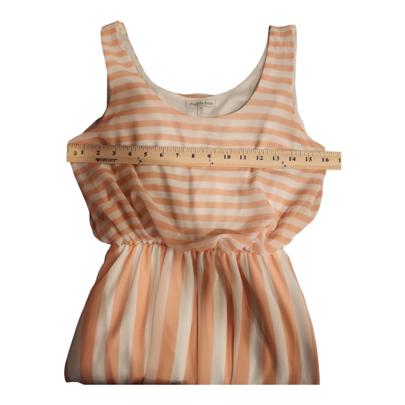 CHARLOTTE RUSSE Pink & White Striped Sleeveless Sheer Overlay Dress Size M - Picture 3 of 4